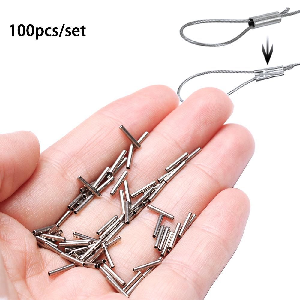 Monofilament Line - 銀メッキ銅釣りライン,100個,ワイヤーコネクタ,圧着スリーブ,釣りラインアクセサリー,1.0mm-3.0mm