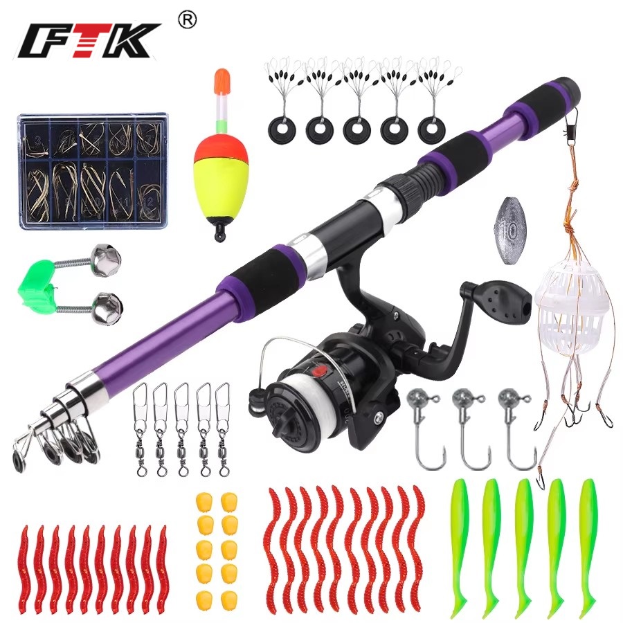 Fishing Line Spooler - FTK 1.8M ポータブルスピニングフィッシングロッドリールフルキット カーボンファイバー鯉ロッドホイールトラベルセットアクセサリー