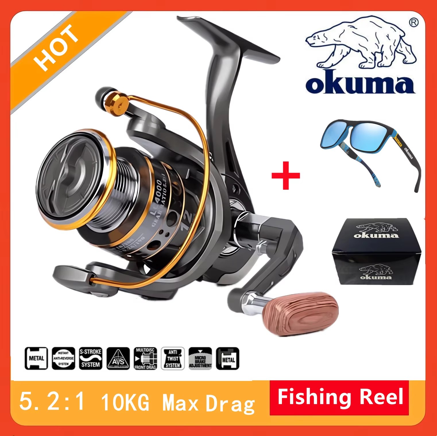オクマ高速 5.2:1 フィッシングスピニングリール耐腐食性 - Daiwa Reel Fuego のレビューと価格
